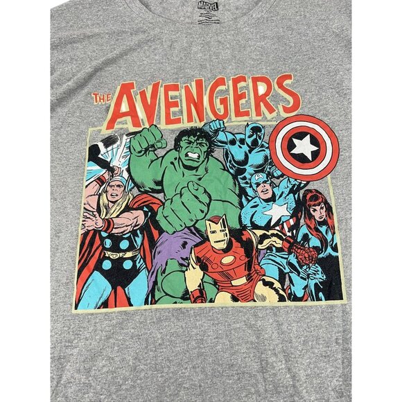 Marvel Avengers Graphic Tee Gray XL Cotton Blend Comic Novelty Print Casual - Picture 2 of 16